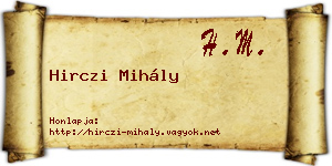 Hirczi Mihály névjegykártya